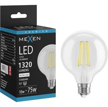 Žárovka Mexen Vintis LED žárovka klasická E27, G95, 10W, Neutrální - 4000K, 1320 lm, čirá - L157-E27-1040-00 Żarówki LED