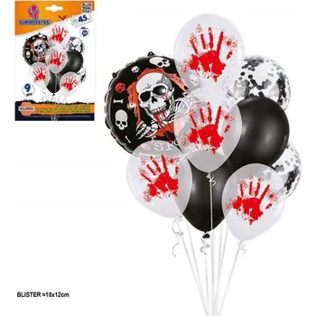 Balónek Balónky Halloween SET LEBKA RUKA konfety dekorace LEBKA 9el EF