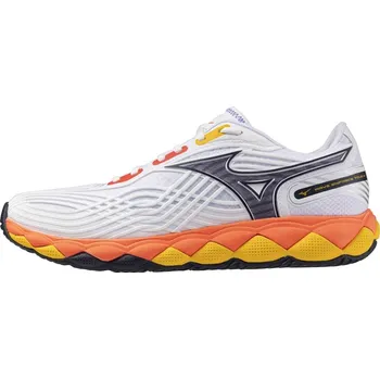 Dámská tenisová obuv Unisex tenisová obuv Mizuno WAVE ENFORCE TOUR 2 AC(U) / White/Fiery Coral 2/Citrus Velikost: 40.5/7.0