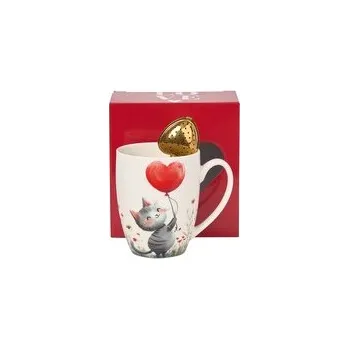 Kubek classic z zaparzaczem "serce" KOT Z BALONEM