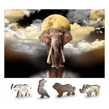 WOODEN CITY Dřevěné puzzle Sloní sny 2v1, 150 dílků EKO