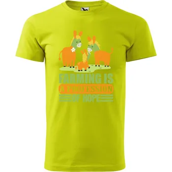 Pánské oblečení Pánské tričko s potiskem Farming Velikost: 3XL, Barva trička: Limetková