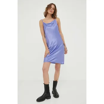Dámské šaty Šaty s příměsí hedvábí Samsoe Samsoe F23200091 fialová 48X, vel. M