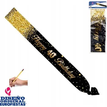 Party dekorace Šerpa k 40. narozeninám, černo-zlatá