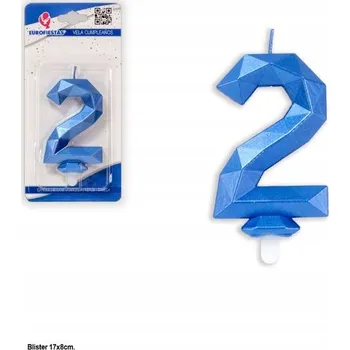 Svíčka Ouda Party - Modrá kovová svíčka ve tvaru číslice '2'