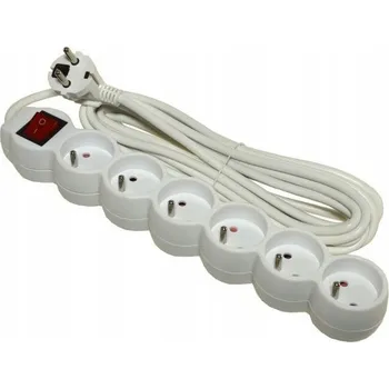 Napájecí kabel Prodlužovací Kabel lištový Lexton 5 m, 6 ks zásuvek, bílý