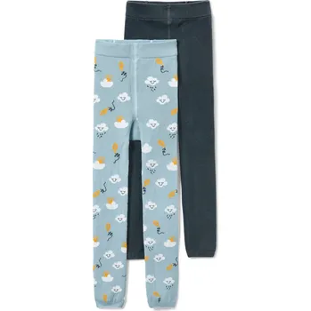 Dívčí oblečení 666068 - Tchibo - Dětské pletené legíny - pro ženy - vel. 122/128 - barva: modrá/žakár