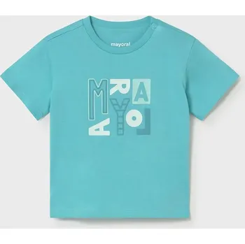 Dětské bavlněné tričko Mayoral 106.3J.Baby.PPY2 tyrkysová 66X, vel. 92