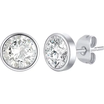 Náušnice B-TOP Puzetové náušnice z nerezové oceli s kulatým zirkonem