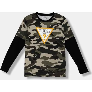 Dětská móda Dětské bavlněné tričko s dlouhým rukávem Guess L5BI06.I3Z14.9BYA zelená 87X, vel. 175