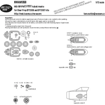 Plastikový model New Ware 1/72 Mask MiG-19P/PM EXPERT (CL.PROP)