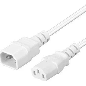 Napájecí kabel CABLE Kabel síťový 220V/230V, 2.0m prodlužovací - VDE (230V IEC C14 na IEC C13) bílý KPS2W