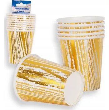 Jednorázové nádobí Papírový kelímek s dřevěným vzorem a zlatým potiskem