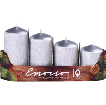 Emocio adventní stupně 4ks 40 mm Drápané stříbrné svíčky 270 gram