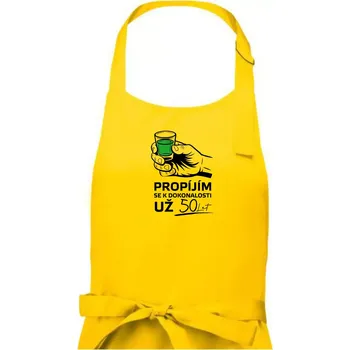 Kuchyňská zástěra Zelená - propíjím se už 50 let - Pánská zástěra na vaření - Univerzální velikost ( Žlutá )