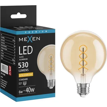 Žárovka Mexen Vintis Žárovka filament spirála LED E27, G95, 6W, Teplá - 2200K, 530 lm, jantarová - L167-E27-0622-50 Żarówki LED