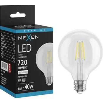 Žárovka Mexen Vintis LED filament žárovka E27, G95, 6W, Neutrální - 4000K, 720 lm, čirá - L157-E27-0640-00 Żarówki LED