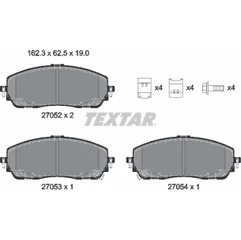 Brzdová destička Sada brzdových destiček, vždy 4 kusy v sadě TEXTAR 2705201