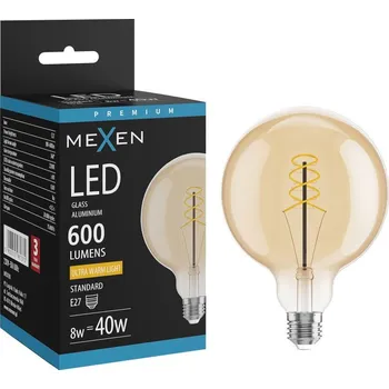 Žárovka Mexen Vintis Žárovka filament spirála LED E27, G125, 8W, Teplá - 2200K, 600 lm, jantarová - L168-E27-0822-50 Żarówki LED