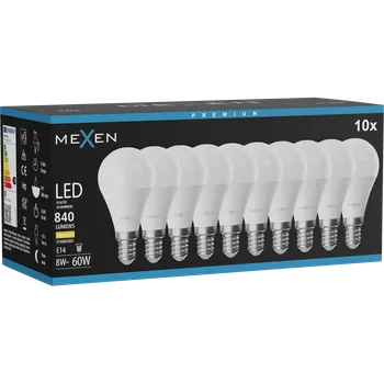 Žárovka Mexen Nova 10x LED žárovka E14, G45, 8W, Teplá - 3000K, 840 lm - L101-E14-0830-01x10 Żarówki LED