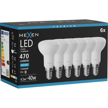 Žárovka Mexen Nova 6x LED žárovka E14, R50, 4,5W, Studená - 6500K, 470 lm - L103-E14-0565-01x06 Żarówki LED