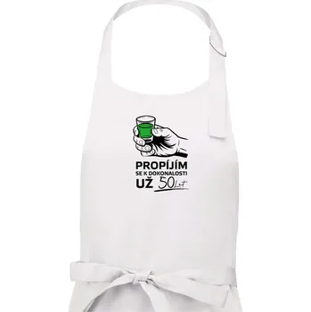 Kuchyňská zástěra Zelená - propím se už 50 let - Pánská zástěra na vaření - Univerzální velikost ( Bílá )