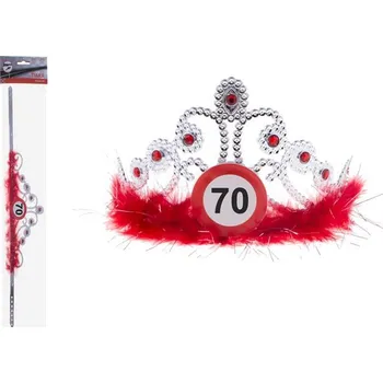 Karnevalový doplněk Espa Korunka 70. narozeniny s červenými peříčky