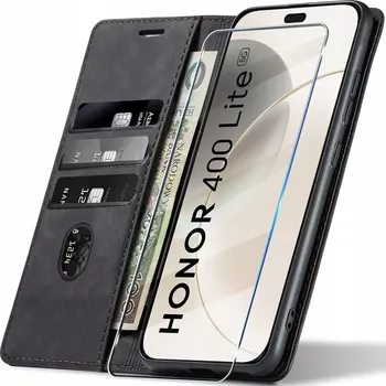 Pouzdro na mobilní telefon HONOR 400 LITE - kožené magnetické pouzdro – elegantní flip obal, kapsy na karty, ochrana 360°, eco kůže (Luxusní kožené magnetické pouzdro pro HONOR 400 LITE nabízí ochranu 360°, kapsy na karty, funkci stojánku a elegantní eco kůži. Perfektní pro práci, 