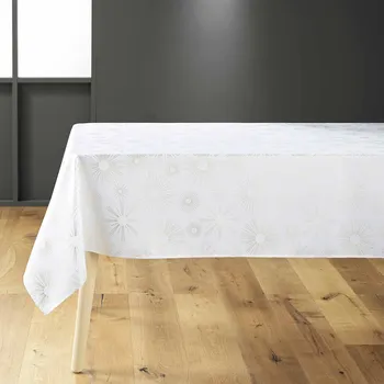 ubrus BÍLÝ UBRUS POLYESTER 150 X 300 CM ZLATÉ ZDOBENÍ PRO DOMÁCNOST