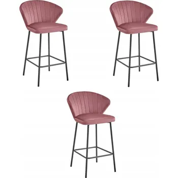 Jídelní židle Barová Židle GATTA - tmavě růžová samet / černé nohy x 3