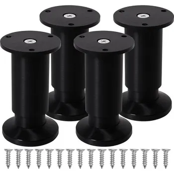 Nábytkové kování INMOZATA 4dílné nastavitelné nábytkové nohy, 20 cm, kovové, černé, se šrouby, pro skříňky, pohovky,