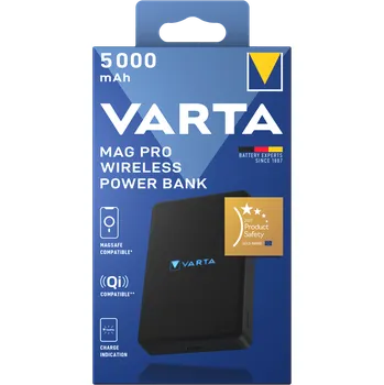 Powerbanka Bezdrátová powerbanka VARTA Mag Pro Wireless 5000mAh - černá