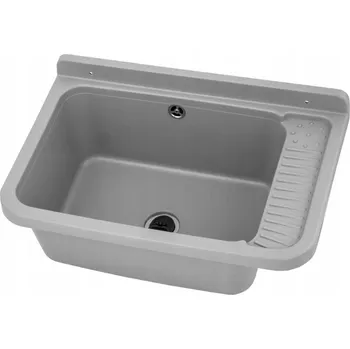 Umyvadlo Gamma Erga Celia, univerzální plastová výlevka 58,4x38x26 cm + sifon, 1-komorová, šedá, GMA-KGC60-G