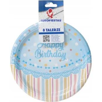 Talíř 18cm Modré Narozeninové Talíře s Anglickým Motivem