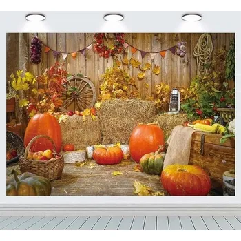 RUINI pozadí pro podzimní večírky, rustikální dřevěná deska, sklizeň ve stodole, podzimní dýňové