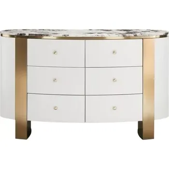 Komoda Komoda Stilig ST920 140 cm bílá/zlatá/mramor