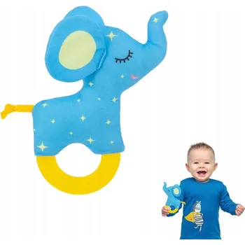 Smyslové kousátko s tichým chrastítkem Slon pro miminka 0+