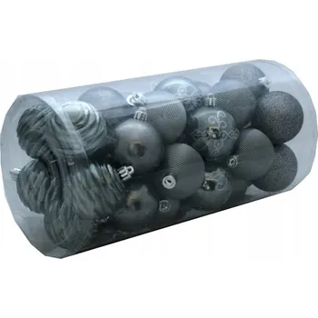 Vánoční dekorace Vánoční Baňky nerozbitné šedé 6cm Tubus 30ks