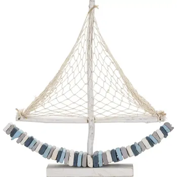 Dřevěná dekorace Boath 45 cm modrá