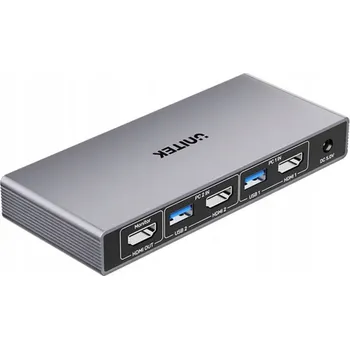 KVM přepínač Unitek KVM přepínač HDMI pro 2 monitory 4K60Hz USB 3.0 HDMI
