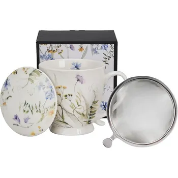 Porcelánový hrnek MELODY 510 ml se sítkem bílý/vícebarevný