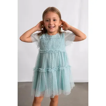 Dívčí šaty Dívčí šaty Mayoral 3917.6B.Mini.PPY2 tyrkysová 67X, vel. 110