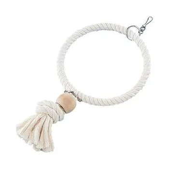 Hračka pro ptáka Nobby velký bavlněný kruh s dřevěnou kuličkou 24cm