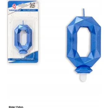 Svíčka Ouda Party - Modrá kovová svíčka ve tvaru číslice "0"