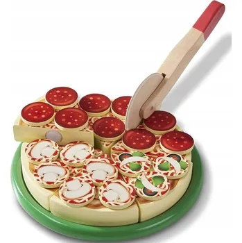 Dřevěná hračka Dřevěná pizza s bezpečným kráječem Melissa & Doug, 36 dílů
