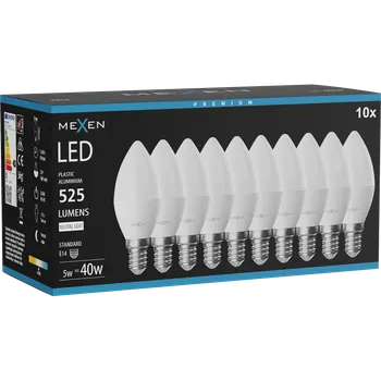 Žárovka Mexen Nova 10x LED žárovka E14, C37, 5W, Neutrální - 4000K, 525 lm - L102-E14-0540-01x10 Żarówki LED
