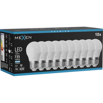 Žárovka Mexen Nova 10x LED žárovka E27, G45, 7W, Studená - 6500K, 735 lm - L101-E27-0765-01x10 Żarówki LED