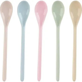 Příbor TenaLucy 5dílná sada plastových lžiček na vejce, dlouhé plastové lžičky, lžičky na kávu, dlouhé