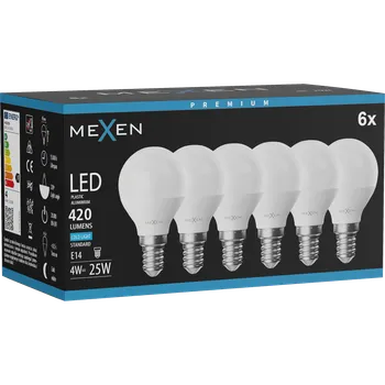 Žárovka Mexen Nova 6x LED žárovka E14, G45, 4W, Studená - 6500K, 420 lm - L101-E14-0465-01x06 Żarówki LED