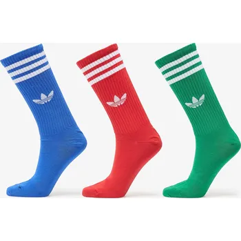 Pánské ponožky Ponožky adidas 3S High Crew Socks 3-Pack Blue/ Better Scarlet/ Green S